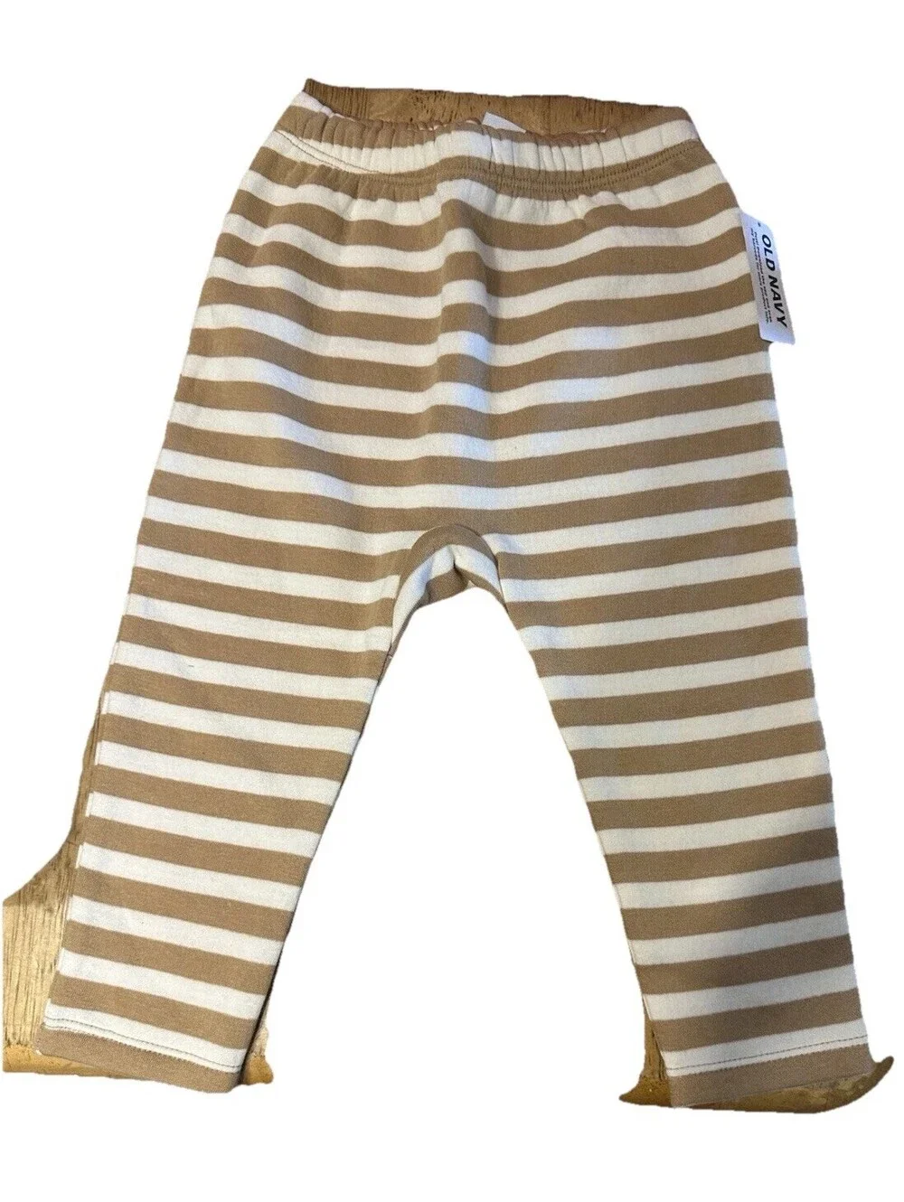 Old Navy Infant Baby Fleece Joggers Striped 18-24 months Tan & White NWT